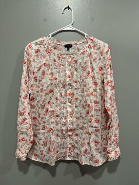 Talbots Floral Button Down Blouse Size Small